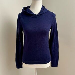 Aritzia TNA 100% Merino Wool Navy Blue Knit Hoodie Size Medium